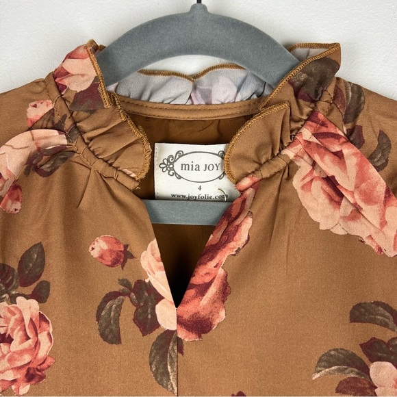 Joyfolie Prairie Cottagecore Cowgirl Ruffle Maxi Ashley Dress Ochre Floral 4 - Picture 4 of 13